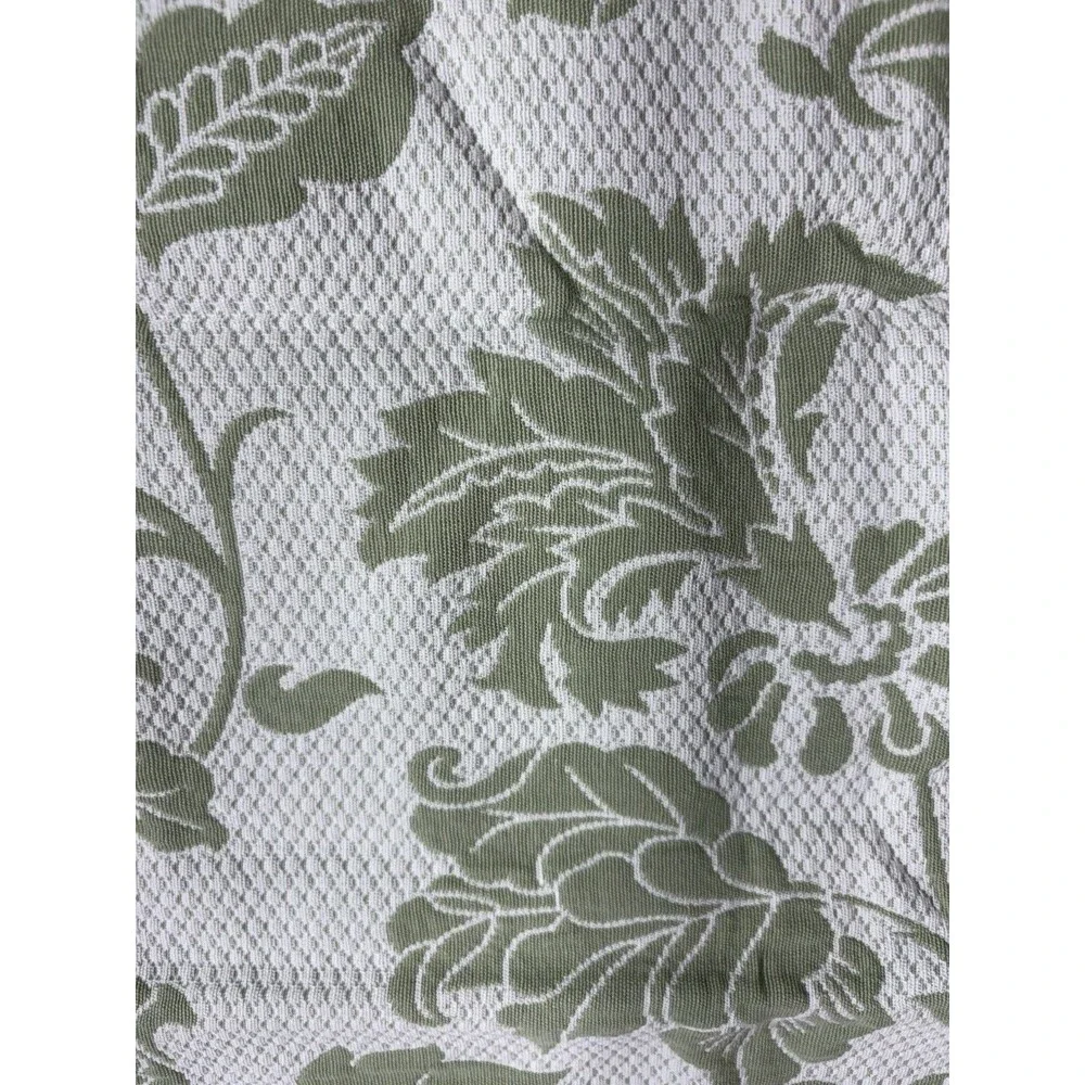 Lot of 3 Vtg 90s Martha Stewart Woven Matelasse Pillow King Shams Green on White